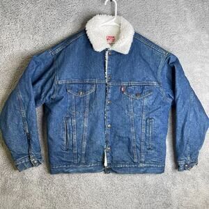 Levis Sherpa Trucker Jacket Adult Large Jean 90's Style Denim